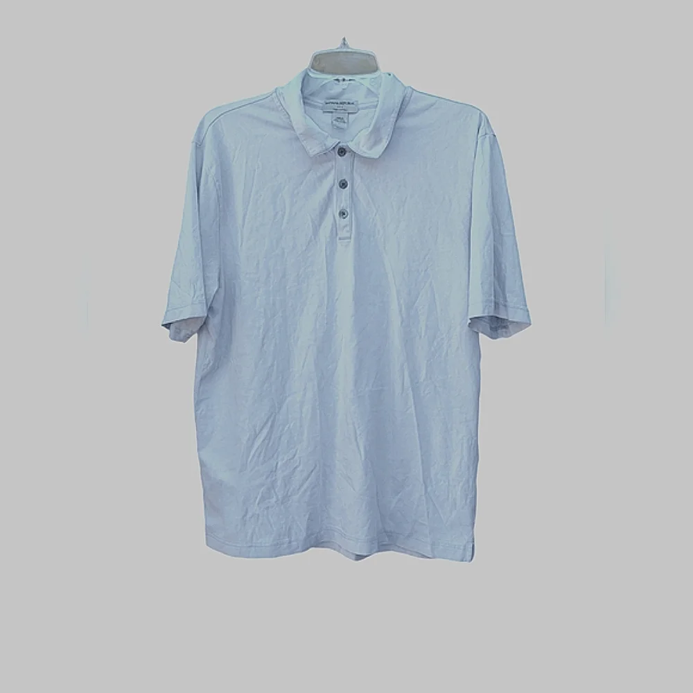 Banana Republic Polo Shirt Pima Cotton Short Sleeve Golf Powder Blue Mens L